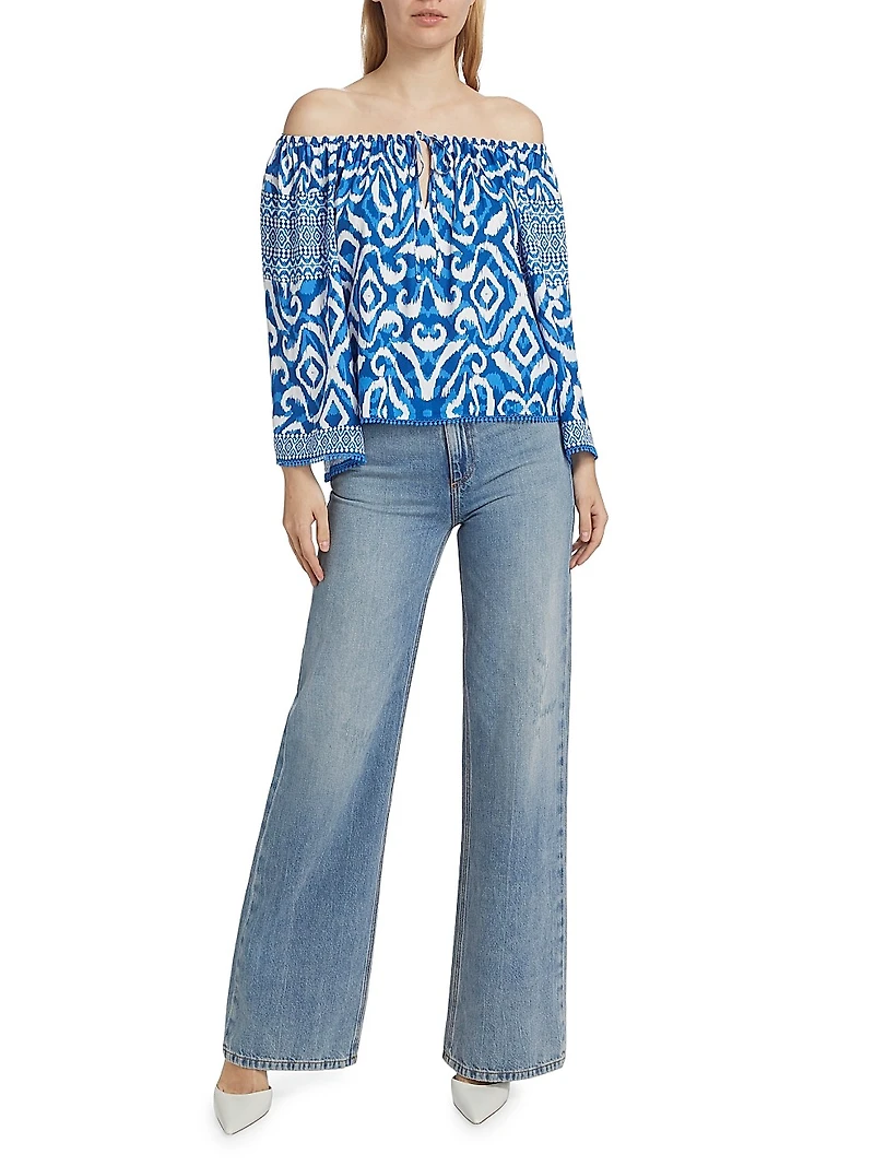 Devina Ikat Off-the-Shoulder Blouse