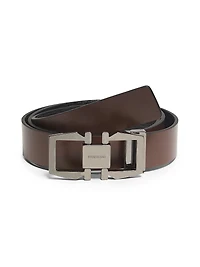 Cut-To-Size Reversible Leather Gancini Belt