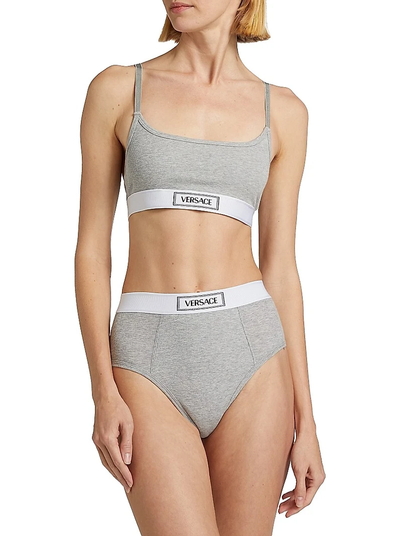 Cotton Rib Logo Bralette