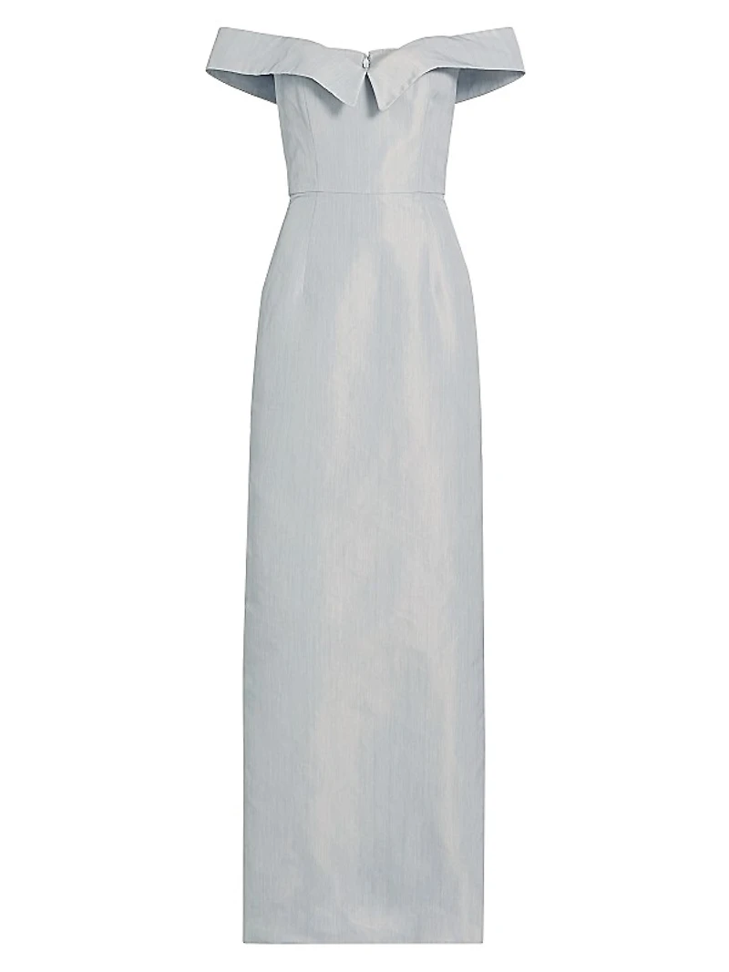 Sarika Taffeta Off-the-shoulder Column Dress