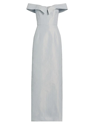 Sarika Taffeta Off-the-shoulder Column Dress
