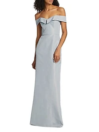 Sarika Taffeta Off-the-shoulder Column Dress