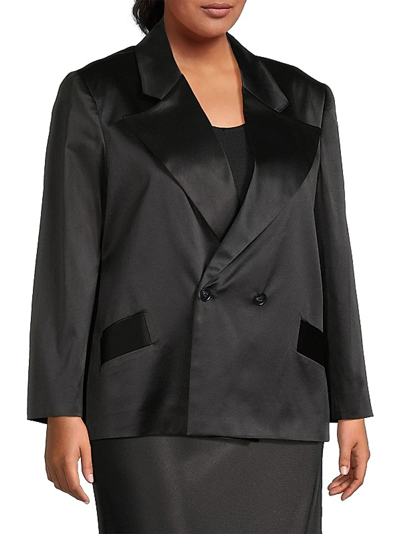 Lexi Satin Double-Breasted Blazer