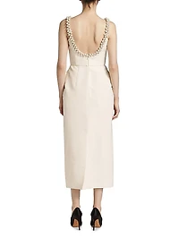 Faux Pearl Silk Cocktail Dress