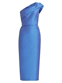One-Shoulder Draped Column Dress