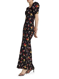 Floral Silk Crepe De Chine Gown