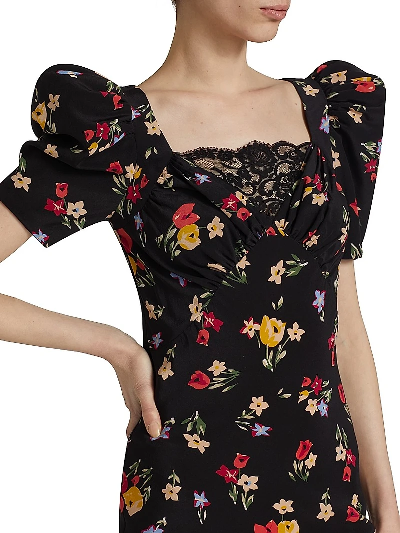 Floral Silk Crepe De Chine Gown