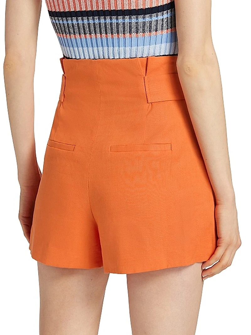 Franzi Linen-Blend Pleated Shorts