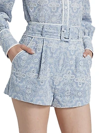 Hobbes Cotton Eyelet Belted Shorts