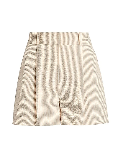 Haina Seersucker Pleated Shorts