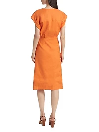 Octavia Linen-Blend Wrap Midi-Dress