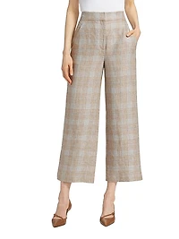 Brixton Glen-Check Linen Crop Pants