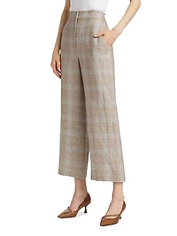 Brixton Glen-Check Linen Crop Pants