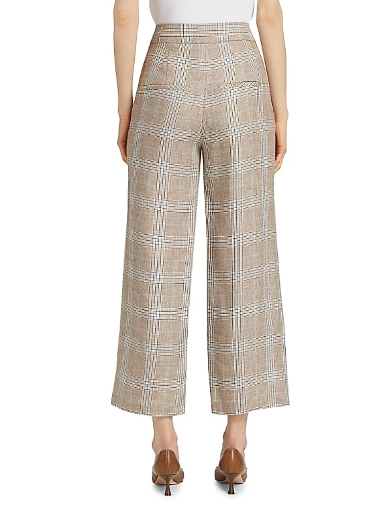 Brixton Glen-Check Linen Crop Pants