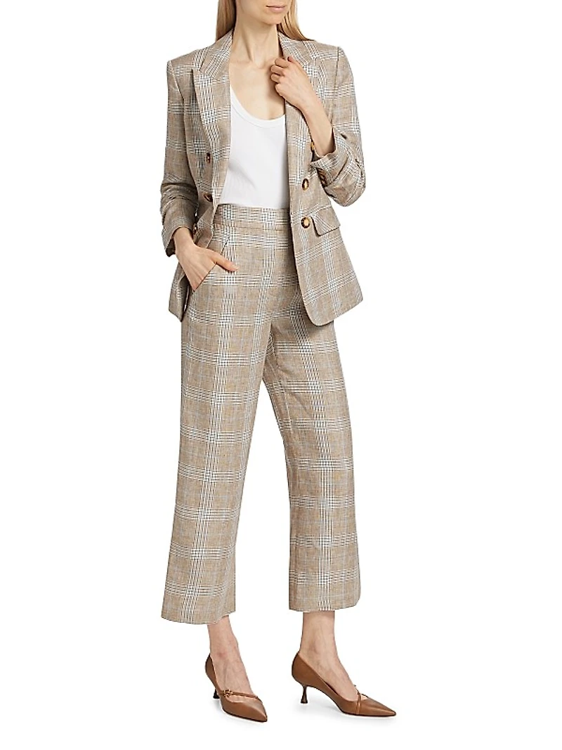 Brixton Glen-Check Linen Crop Pants