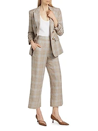 Brixton Glen-Check Linen Crop Pants