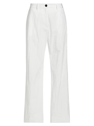 Crinkle Cotton-Blend Wide-Leg Pants