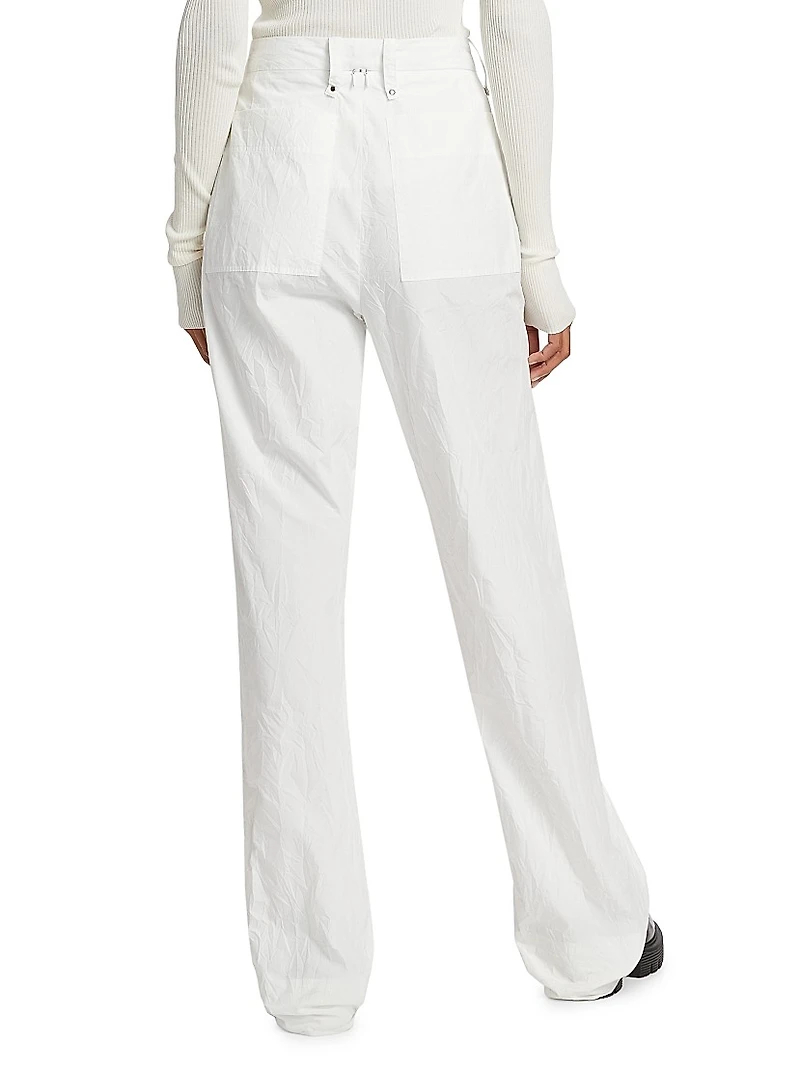 Crinkle Cotton-Blend Wide-Leg Pants