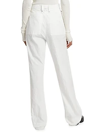 Crinkle Cotton-Blend Wide-Leg Pants