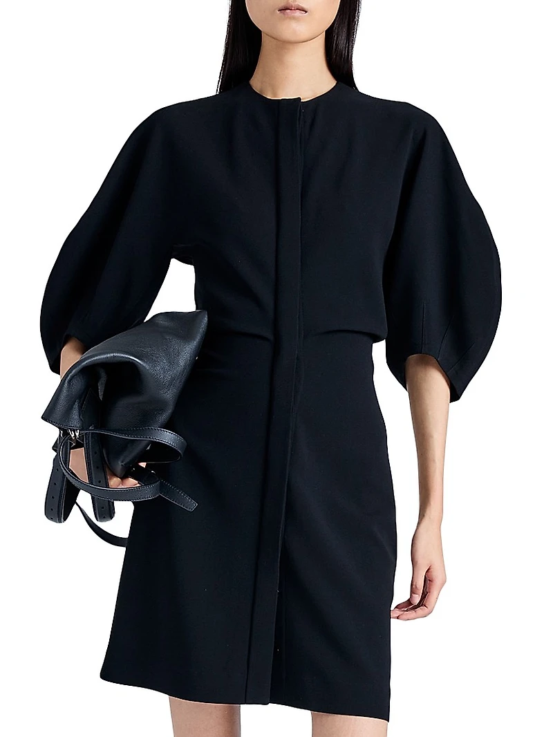 Goldie Matte Crepe Puff-Sleeve Minidress