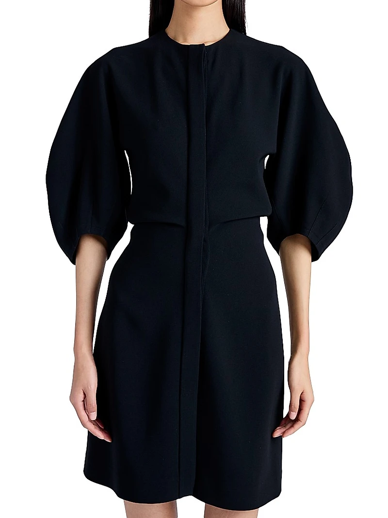 Goldie Matte Crepe Puff-Sleeve Minidress