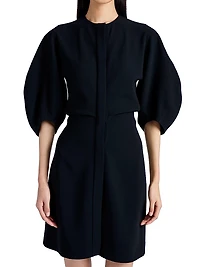 Goldie Matte Crepe Puff-Sleeve Minidress