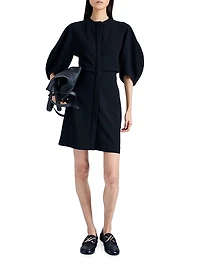 Goldie Matte Crepe Puff-Sleeve Minidress