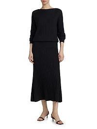 Eden Merino Wool-Blend Pleated Midi-Dress