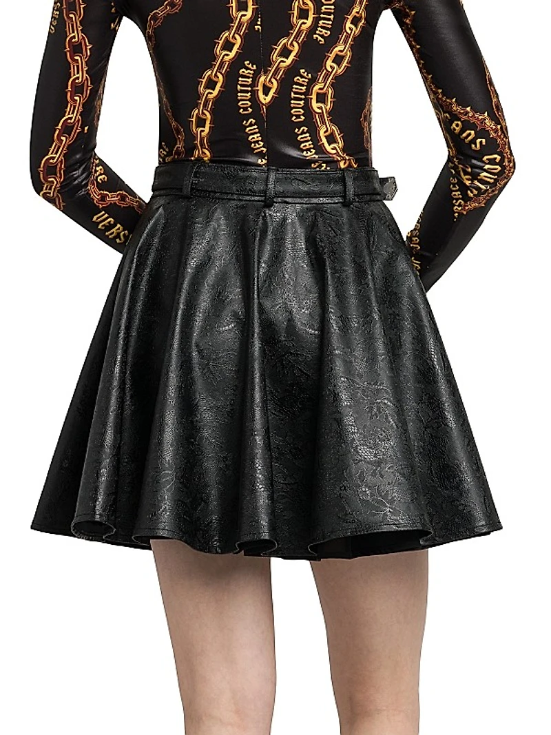 Embossed Faux Leather Skirt