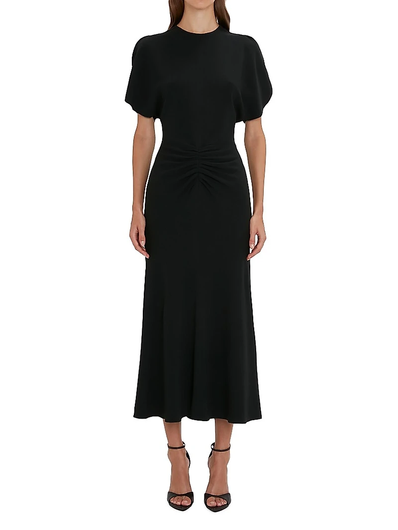 Gathered Waist Midi-Dress
