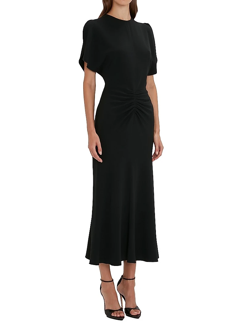 Gathered Waist Midi-Dress
