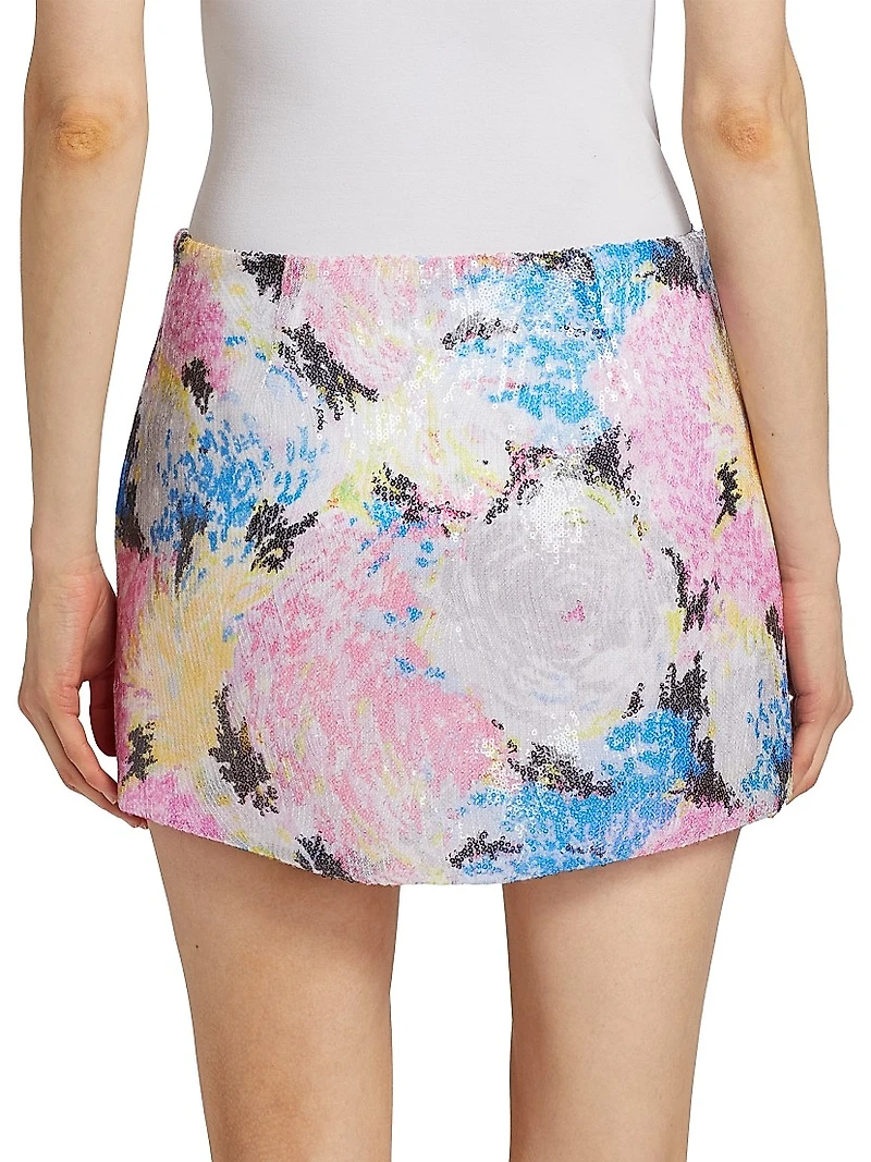 Sequin Floral Miniskirt