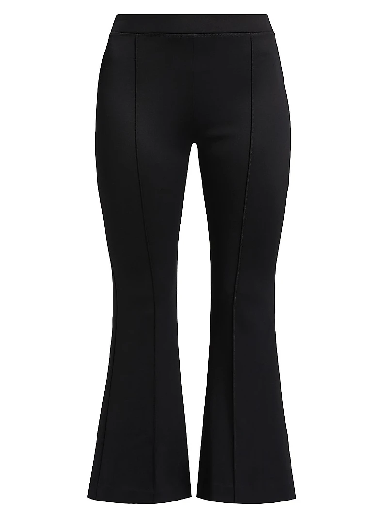 Pin-Tucked Flare Crop Pull-On Pants