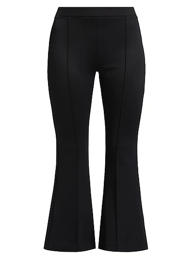Pin-Tucked Flare Crop Pull-On Pants