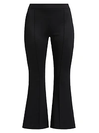 Pin-Tucked Flare Crop Pull-On Pants
