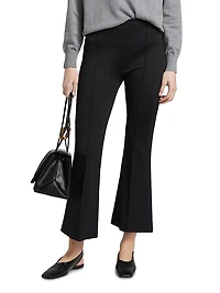 Pin-Tucked Flare Crop Pull-On Pants