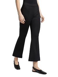 Pin-Tucked Flare Crop Pull-On Pants
