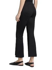 Pin-Tucked Flare Crop Pull-On Pants