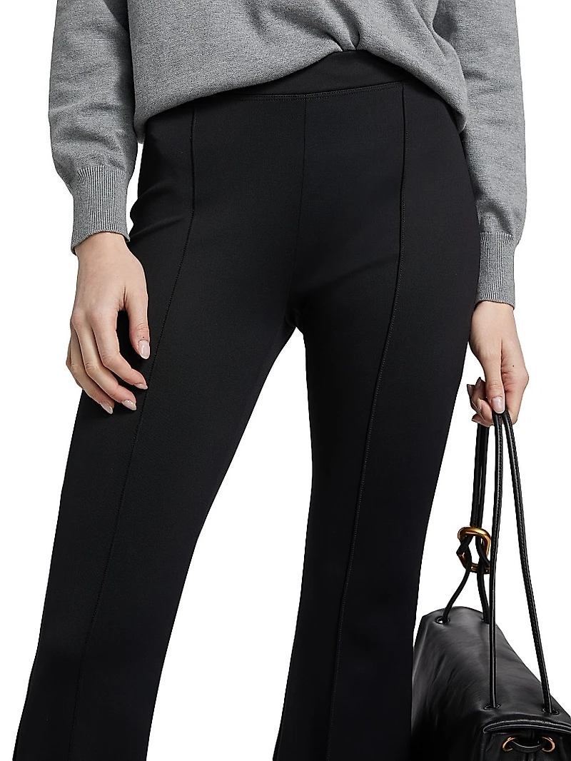 Pin-Tucked Flare Crop Pull-On Pants