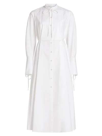 Bibbed Stretch Cotton Tie-Waist Shirtdress