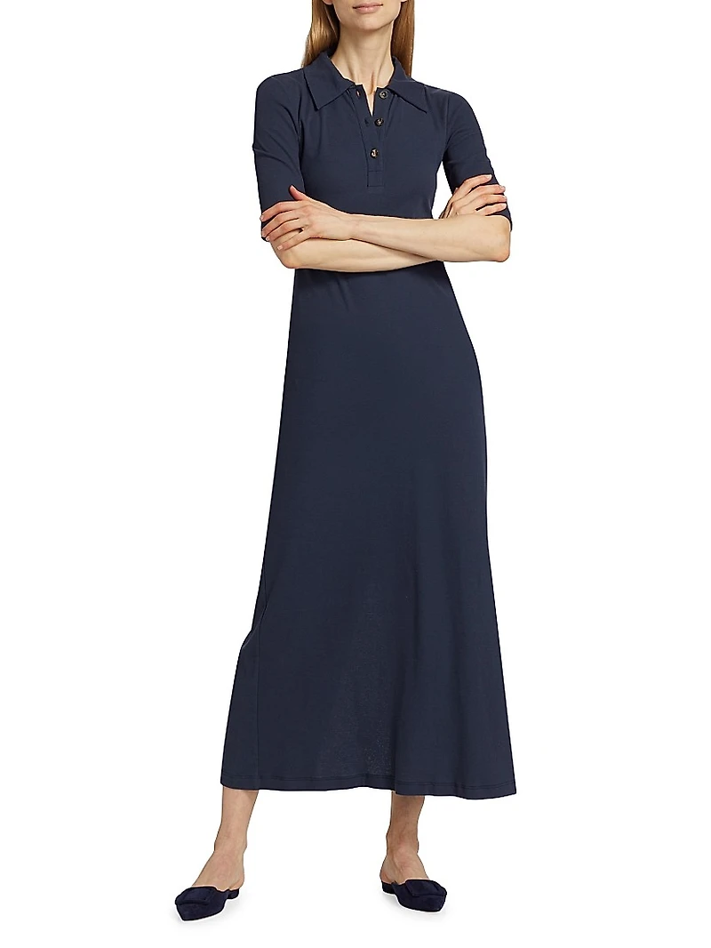 Fitted Cotton Polo T-Shirt Dress