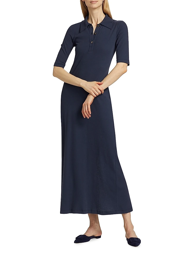 Fitted Cotton Polo T-Shirt Dress