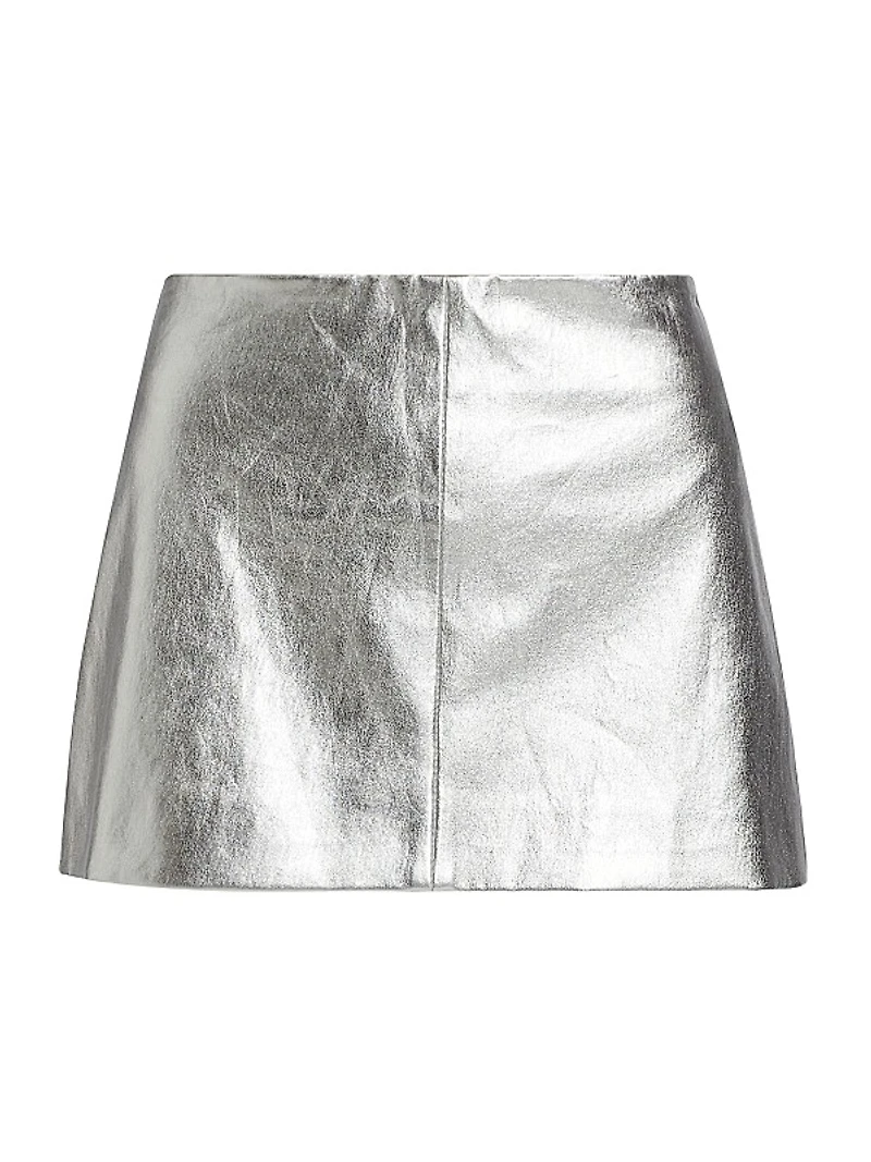 Metallic Lambskin Leather Miniskirt