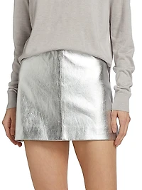Metallic Lambskin Leather Miniskirt
