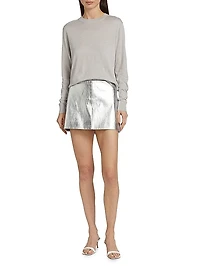 Metallic Lambskin Leather Miniskirt