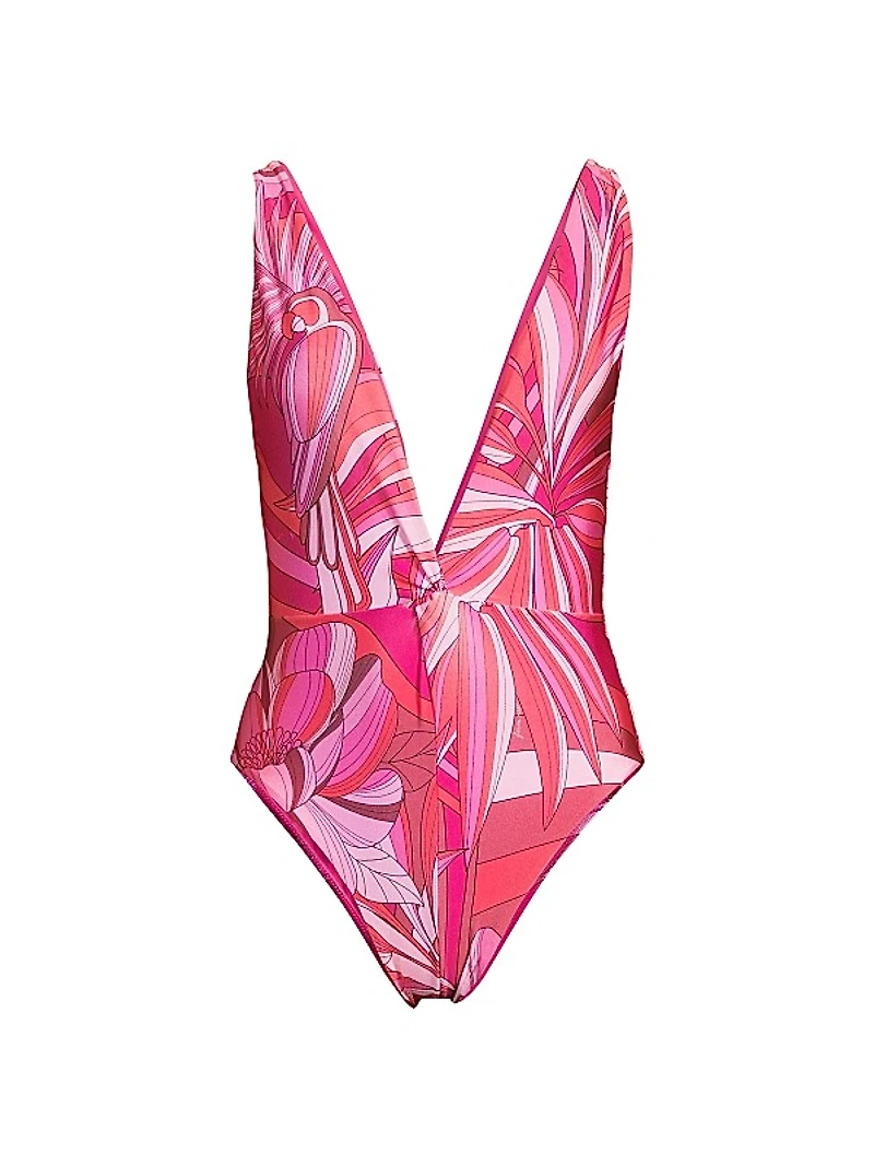Endless Summer Abstract Plunge One-Piece Swimsuit