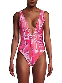 Endless Summer Abstract Plunge One-Piece Swimsuit
