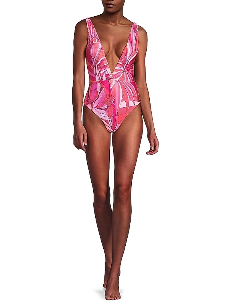 Endless Summer Abstract Plunge One-Piece Swimsuit