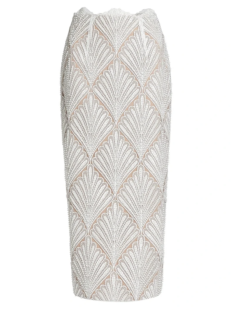 Harper Scalloped Lace Pencil Midi-Skirt