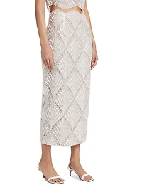 Harper Scalloped Lace Pencil Midi-Skirt